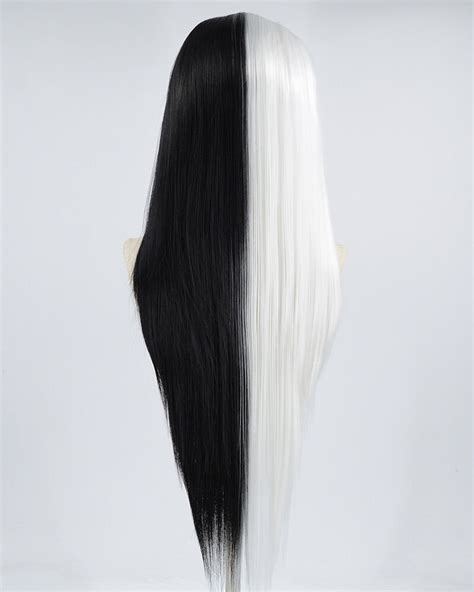 Half Black Half White Synthetic Lace Front Wig Ww200 Weekendwigs