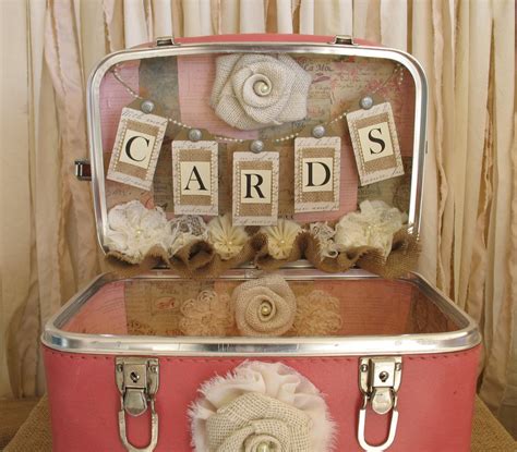 Vintage Suitcase Wedding Card Holder Shabby Chic Wedding