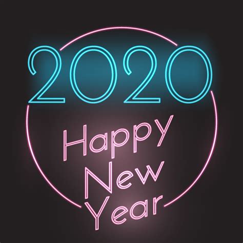 Happy New Year Neon Style Logo Vector Ai Png Svg Eps Free Download