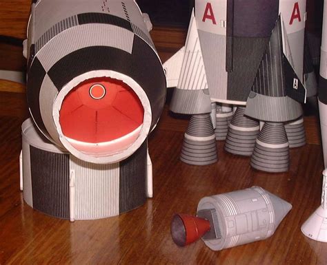 Saturn V Space Rocket 3d Paper Model Papercraft Color Plans And Etsy