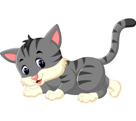 Dibujos Animados Lindo Gato Vector Premium