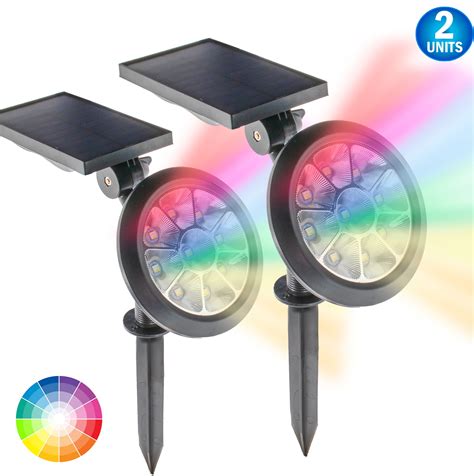 2 Solar Powered Rgb Color Spotlight Led Lights Color Changing Ground