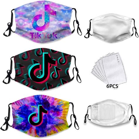 Cool Print Tik Tok Face Mask With Filter Washable Reusable