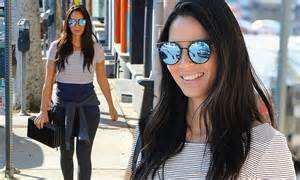Olivia Munn Wears Striped Top And Black Leggings After Some Shopping In