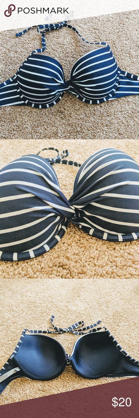 Aerie Bikini Top 34d Fun Twist Detail Push Up Adjustable Straps Aerie