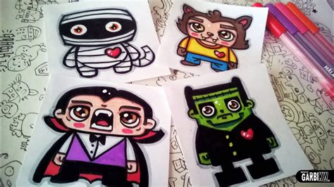 As i have been a father for the second time, i wanted to dedicate it to my little children, leo and abril, making an abc with the most abominable and cute creatures. Halloween Drawings - How To Draw Cute Monsters by Garbi KW ...