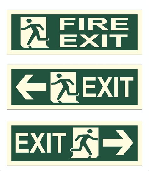 Pvc Night Glow Fire Exit Directional Signage Dimension 4 X 12 Inch