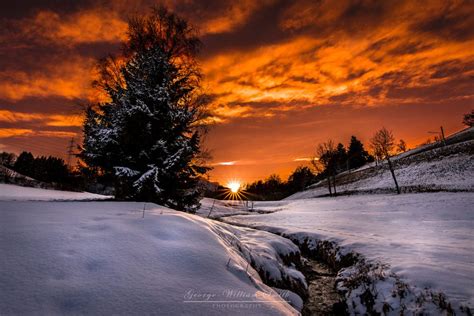 Warm Winter Sunset High Up In The Mountains By George William Smith On
