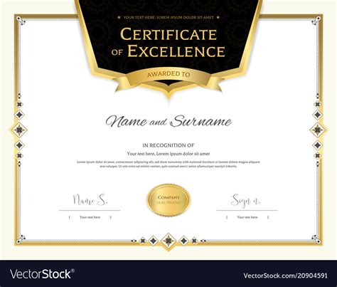 Luxury Certificate Template With Elegant Border Vector Image