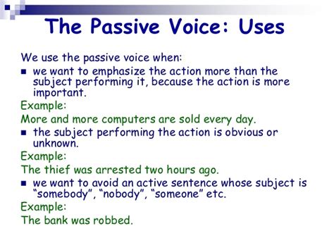 (for example, the sentence a good time was had by all is constructed with a passive voice, in contrast with everyone had a good . Introduction to the passive voice ii