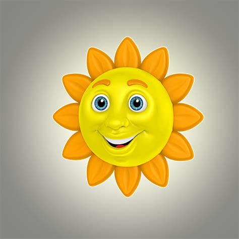 Cool Cartoon Sun 3d Model