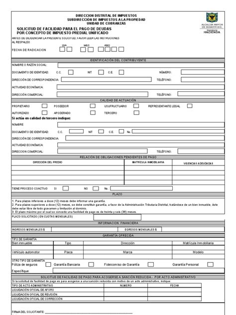 Formatosolicitudfacilidaddepago Hipoteca Comercial Finanzas Y