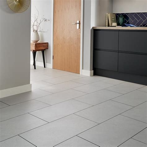 Howdens Professional Fast Fit V Groove White Slate Tile Effect Flooring