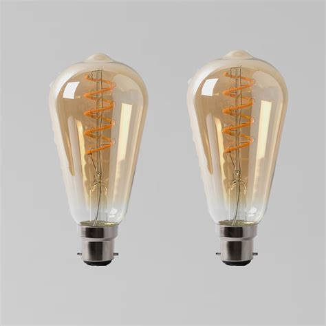 2 Pack 4w B22 Vintage Edison St64 Led Light Bulb 1800k Spiral