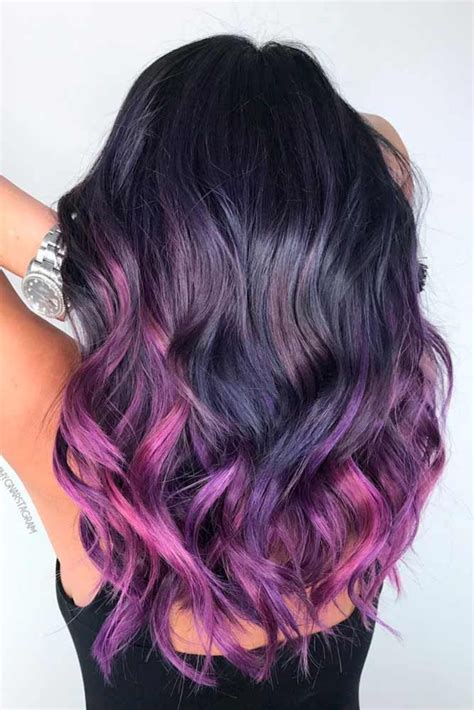 When it happened naturally, the gray hair was quickly dyed a different shade, which is odd considering that black and white hair could easily be considered natural hair colors. 35 Unique Purple and Black Hair Combinations | Hair color ...
