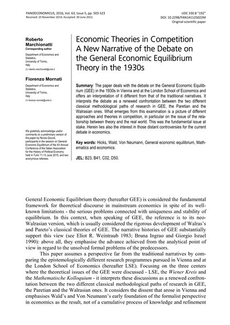 Economic theory and housing market the core of economic theory is based on supply and demand. (PDF) Economic theories in competition: A new narrative of ...