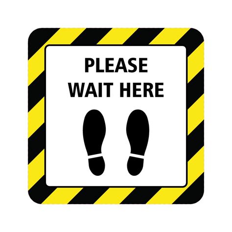 Please Wait Here Covid 19 Social Distancing Sticker