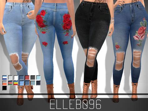 Trendy Ripped Jeans By Elleb096 Sims 4 Female Clothes