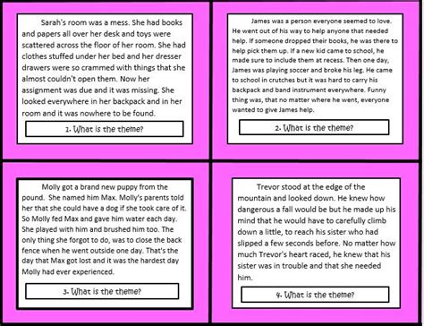 Theme Task Cards For 4th And 5th Grade Theme Activity Theme Game