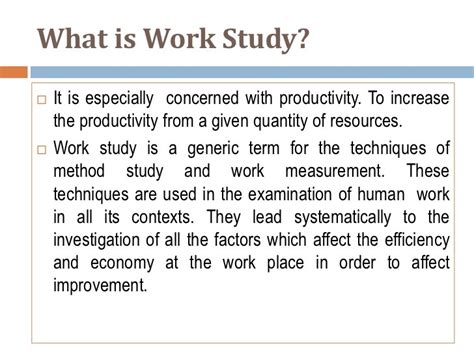 Meaning Of Work Study