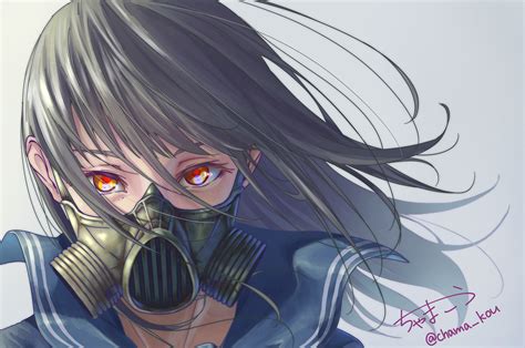 2560x1700 Anime Original Girl With Mask Chromebook Pixel Hd 4k
