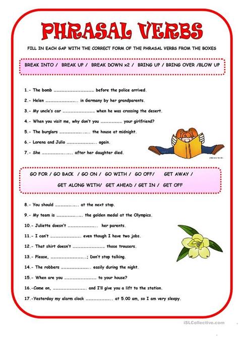 PHRASAL VERBS Verb Worksheets Verb Practice English Grammar Worksheets