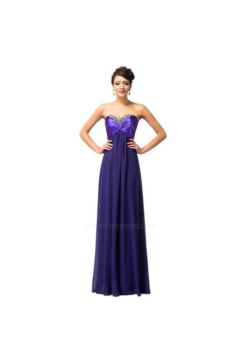 Empire Sweetheart Beaded Long Purple Chiffon Prom Evening Formal Maternity Dresses Ed011665