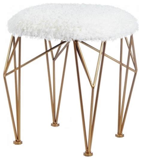 4.5 out of 5 stars 21. Geo White Faux Fur Stool - Contemporary - Vanity Stools And Benches - by VirVentures