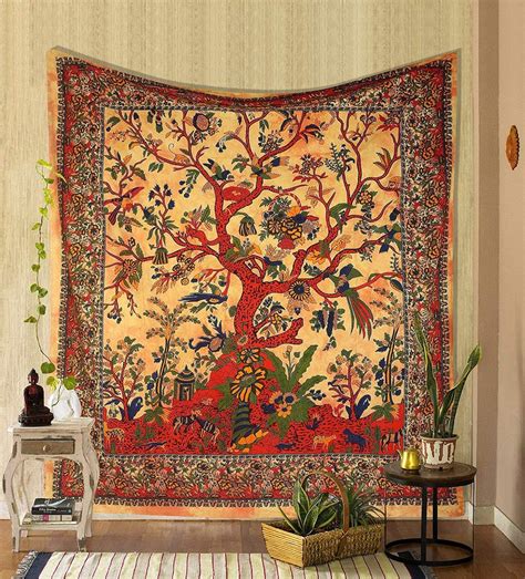Tree Of Life Tapestry Wall Hanging Retro Vintage Art Etsy