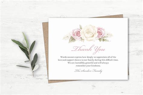 Funeral Acknowledgement Card Template Sympathy Thank You Etsy Canada
