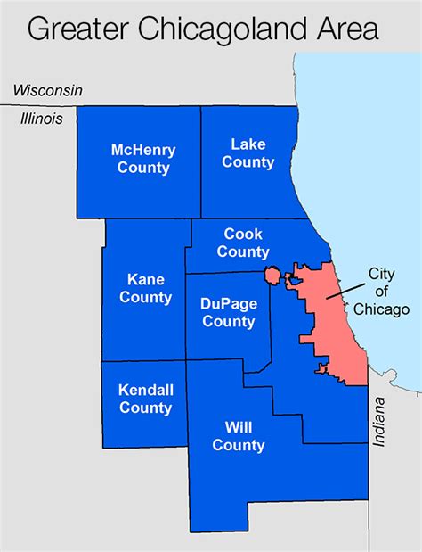 Chicago County Map With Cities