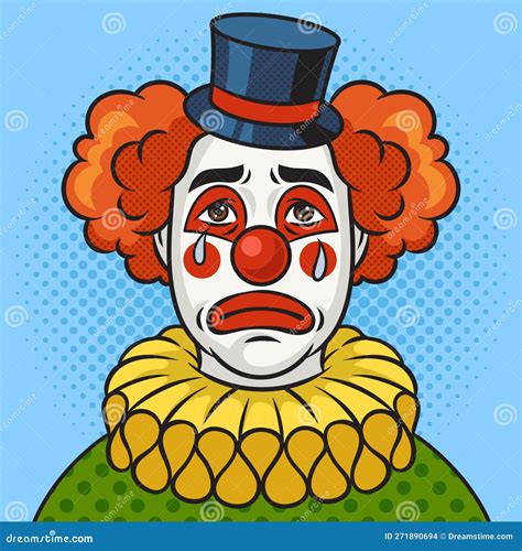 Crying Sad Clown Pop Art Vector Illustration Stock Vector
