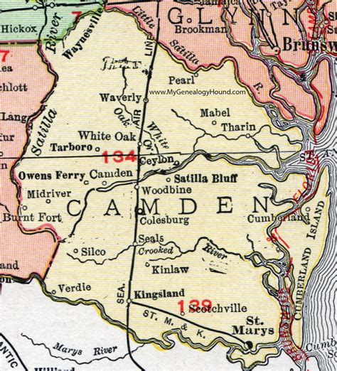 Camden County Georgia 1911 Map Rand Mcnally Kingsland St Marys