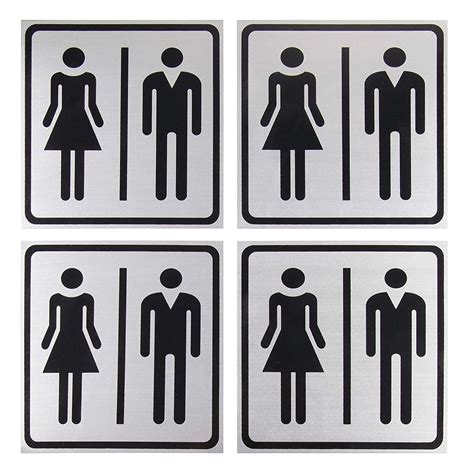 Unisex Restroom Signs 4 Pack Metal All Gender Bathroom Signs