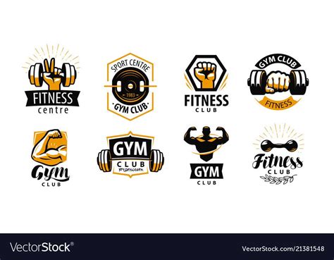 Gym Fitness Logo Or Label Sport Bodybuilding Concept Vector