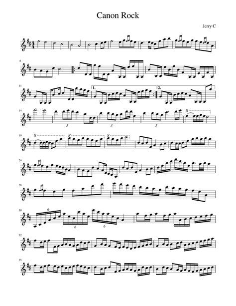 Canon Rock Sheet Music For Piano Solo