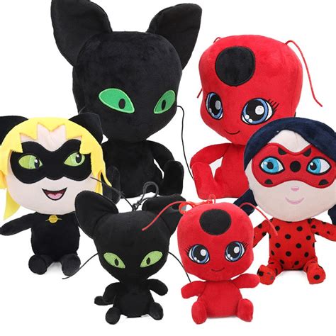 15cm Ladybug Plush Pendant Keychain Toys Plagg And Tikki Cat Noir Lady