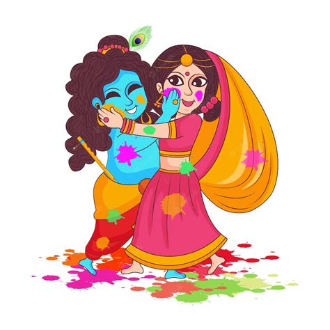 Premium Vector Illustration Of Lord Krishna And Goddess Radha Playing