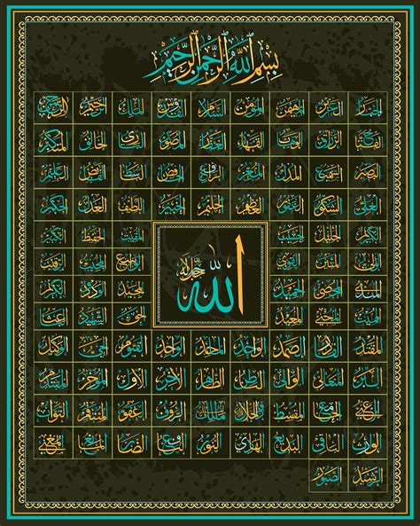 99 Names Of Allah Calligraphy Painting