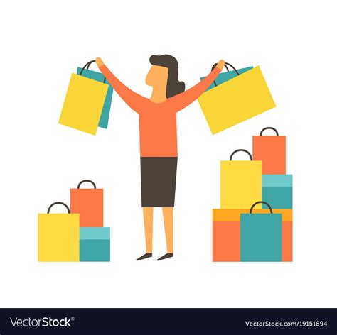 Happy Women Making Shopping Royalty Free Vector Image