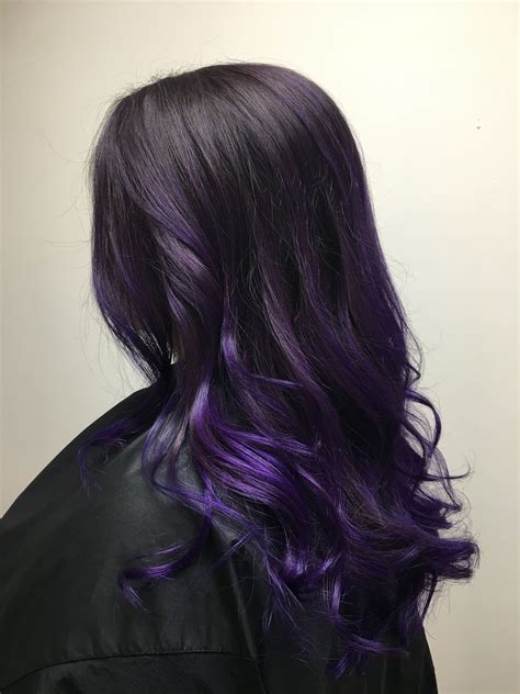 Long And Dark With Purple Melt Hair Color Underneath Dark Purple