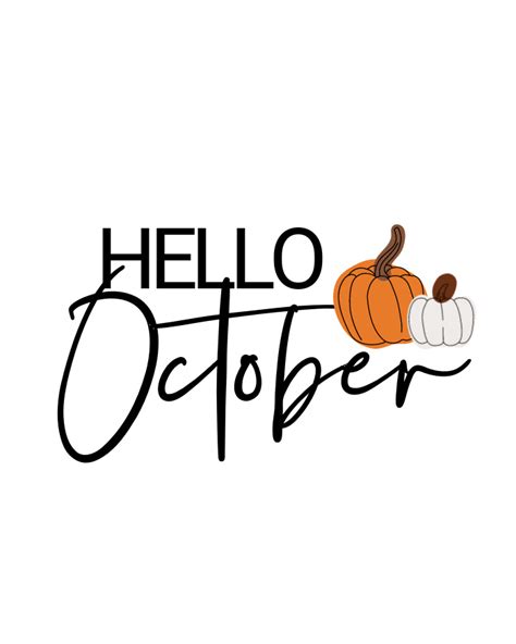 Hello October Free Fall Printable Art Free Monthly Printable Art