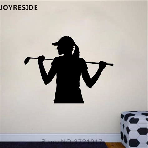 Joyreside Golfer Wall Decal Golf Woman Wall Sticker Sport Golf Girl