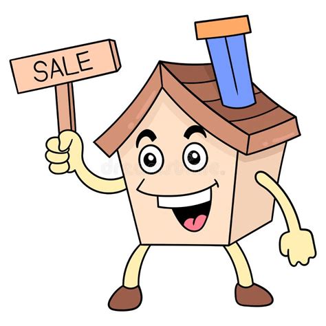 House For Sale Holding A Bulletin Board Doodle Icon Image Kawaii Stock