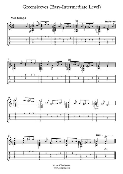 This product is available worldwide. Guitar Sheet Music Greensleeves (Easy/Intermediate Level ...