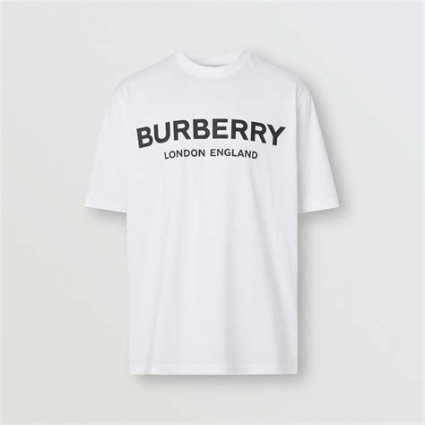 Logo Print Cotton T Shirt In White Men Burberry United States