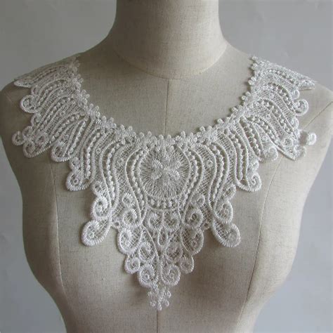 white Embroidered Lace Collar Neckline Venise Applique Embroidery