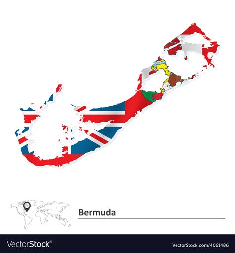 Map Of Bermuda With Flag Royalty Free Vector Image