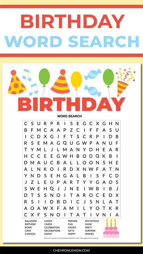 Fun And Free Birthday Word Search Game