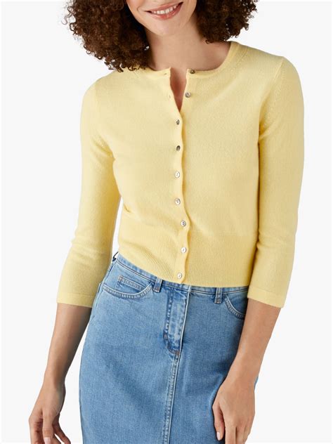 Pure Collection Cashmere Cropped Cashmere Cardigan Soft Daffodil At